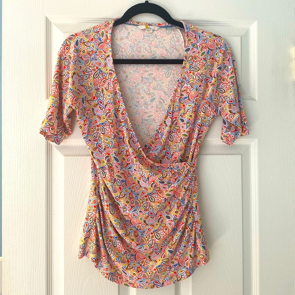Boden multicolor faux wrap top